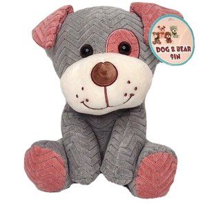 HugFun Kid's Grey 9 inch Chevron Pattern Stitched Plush Stuffed Puppy Dog Toy